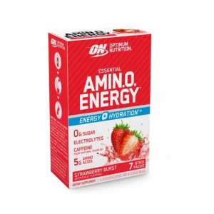 Optimum Nutrition Essential AMIN.O. ENERGY + Electrolytes Strawberry Burst 7 Stick Packs (7 Servings) | 9514VNIEY