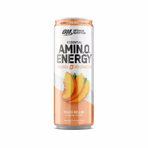 Optimum Nutrition ESSENTIAL AMIN.O. ENERGY+ Electrolytes Sparkling Peach Bellini 355ml * 12 Cans (12 Servings) | 4210UGACN