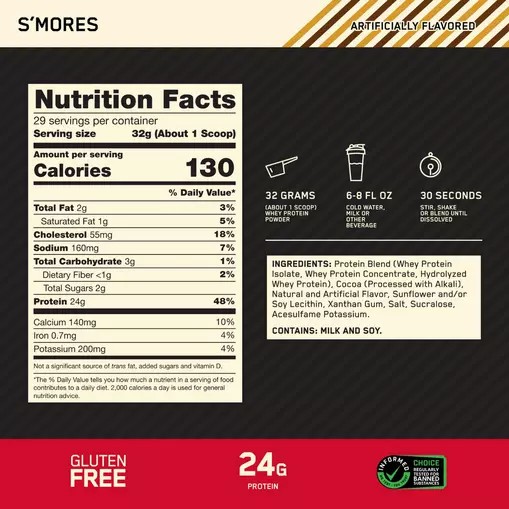 Optimum Nutrition GOLD STANDARD 100% WHEY™ *new* S'mores 2 lb (28 Servings) | 4531REHKA