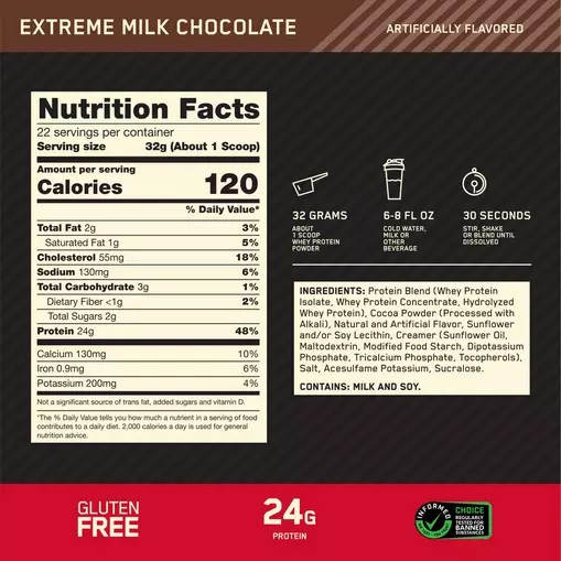 Optimum Nutrition GOLD STANDARD 100% WHEY™ Extreme Milk Chocolate 1.5 lb (22 Servings) | 8147IMNCE