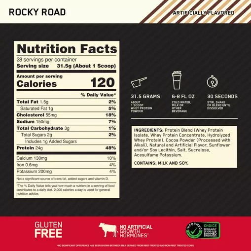 Optimum Nutrition GOLD STANDARD 100% WHEY™ Rocky Road 2 lb (28 Servings) | 5167BDJLY