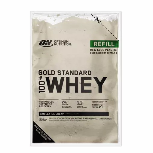 Optimum Nutrition GOLD STANDARD 100% WHEY™ Recyclable Refill Bag Vanilla Ice Cream 2 lb (29 Servings) | 3502UHBIT