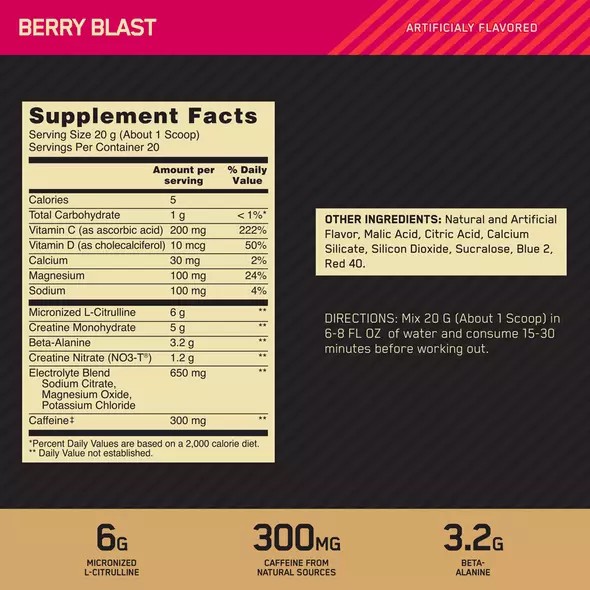 Optimum Nutrition GOLD STANDARD® Pre Advanced Berry Blast 0.88 lb (20 Servings) | 9267TSBHN