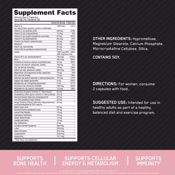 Optimum Nutrition OPTI-WOMEN® Multivitamine Tablets 120 Capsules (60 Servings) | 5948VDXPC