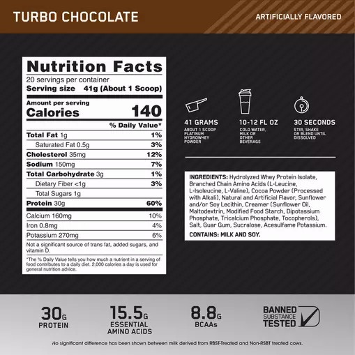 Optimum Nutrition PLATINUM HYDROWHEY™ Turbo Chocolate 1.8 lb - Notify me | 3940ZGBRA