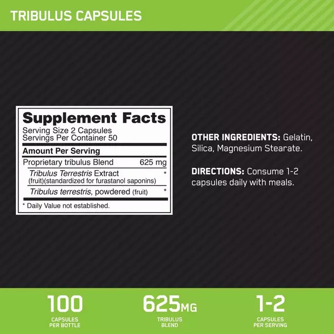 Optimum Nutrition Tribulus Caps 100 Capsules (50 Servings) | 8671LKUCP